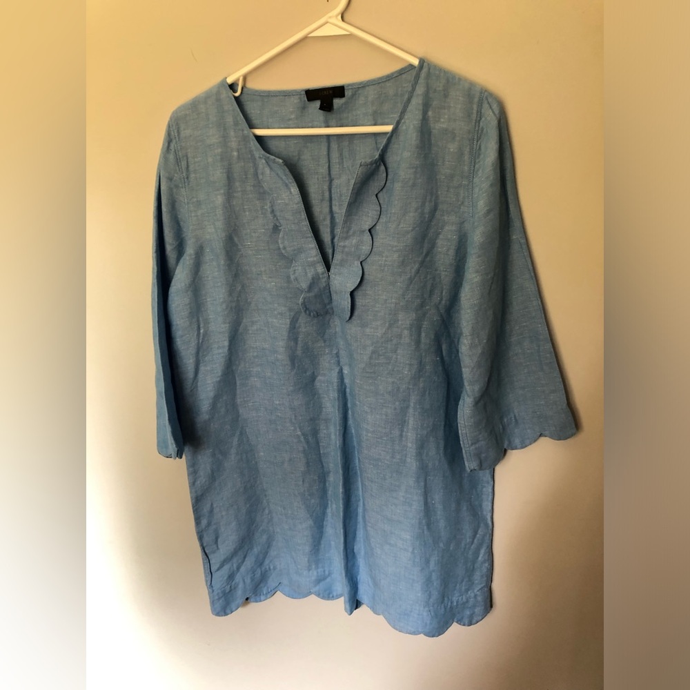 J. Crew Blue Scalloped Dress